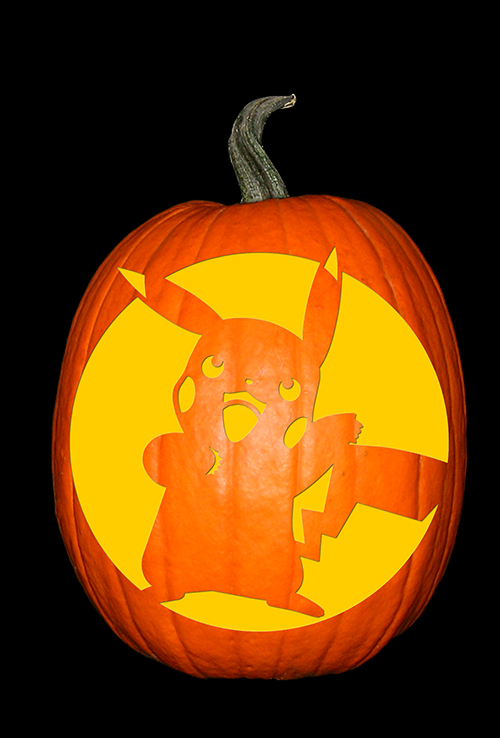 Easy Pikachu Pumpkin Stencil